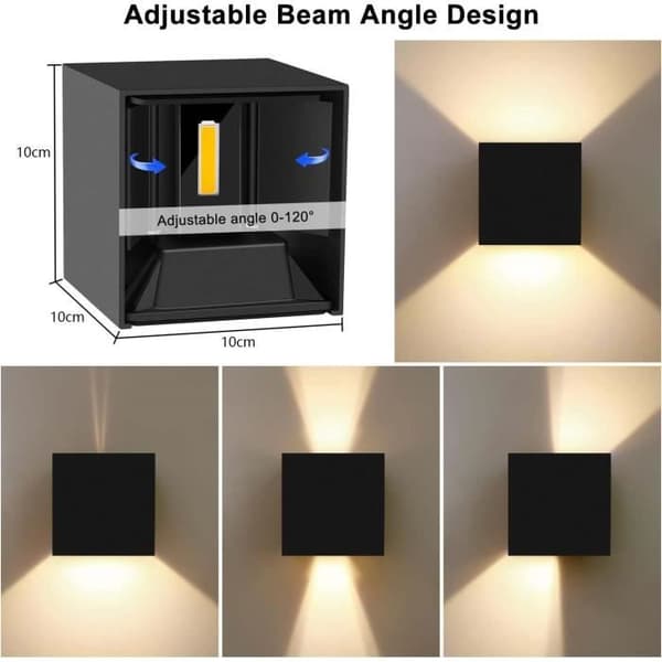 2st 12W LED utomhus/inomhus vägglampa, justerbar vägglampa, anti-vatten IP65 vägglampa för sovrum hem korridor S