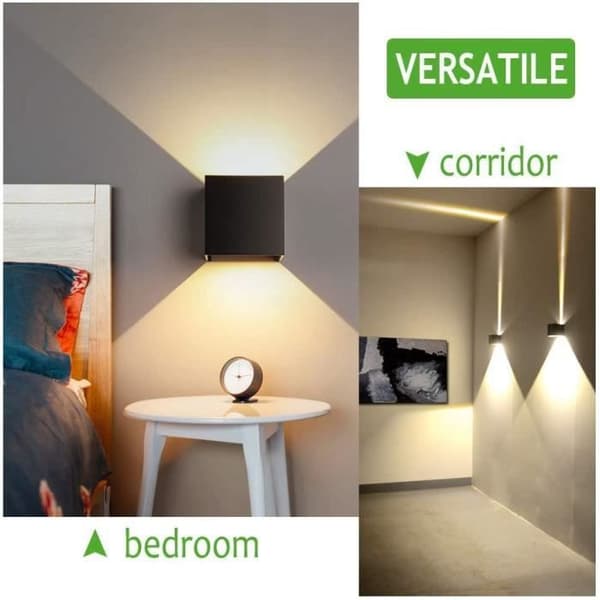 Vägglampa inomhus/utomhus 12W, LED-vägglampa Vattentät IP65 justerbar lampa upp och ner design 3000K varmvita vägglampor