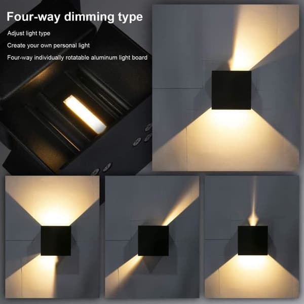 Vägglampa inomhus/utomhus 12W, LED-vägglampa Vattentät IP65 justerbar lampa upp och ner design 3000K varmvita vägglampor