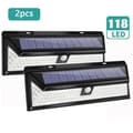 Miniatyrbild 1 av 4: 2st Solar Lamp Vägglampa 118LED Med Sensor IP65 Vattentät för trädgård Utomhusbelysning Rörelsesensor Vattentät