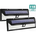 Miniatyrbild 1 av 4: 2st Solar Lamp Vägglampa 118LED Med Sensor IP65 Vattentät för trädgård Utomhusbelysning Rörelsesensor Vattentät