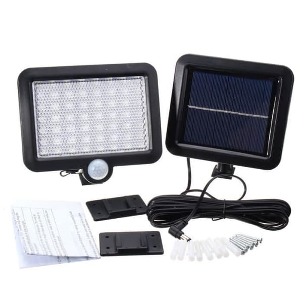 56 LED Solar Vägglampa Väggbelysning Rörelsesensor Utomhus Trädgård NF