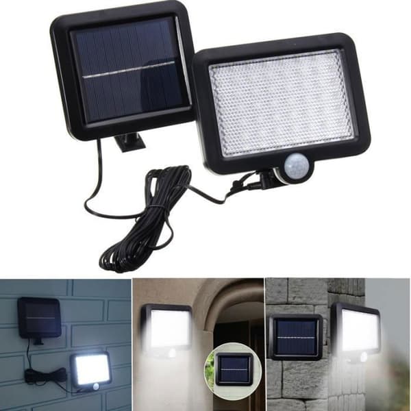 56 LED Solar Vägglampa Väggbelysning Rörelsesensor Utomhus Trädgård NF