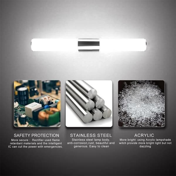 55 CM 22W LED Sconce Vägglampa Vattentät - Inredning badrum Front Inomhusspegel Vitt ljus
