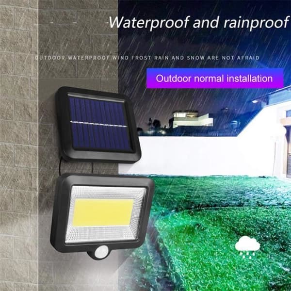 Solar Lamp Vägglampa 100 LED COB med detektor IP65 Vattentät för trädgård utomhusbelysning