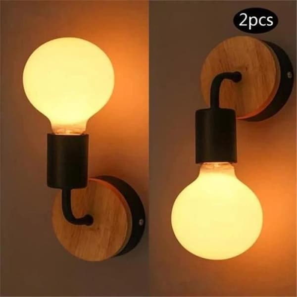 2ST Retro Industriell Vägglampa Metall Vägglampa Svart