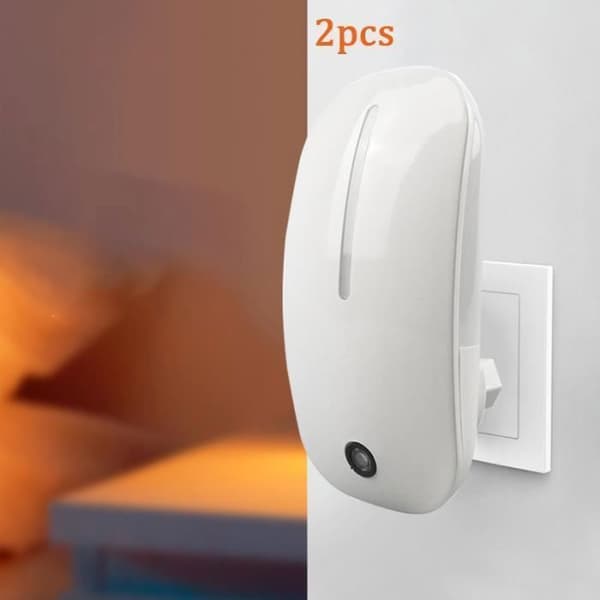 2st Nattljuslampa LED Nattljusuttag Sensor mörkdetektor - Vitt ljus