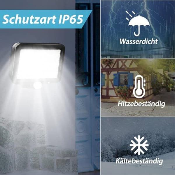 Sats med 2 Utomhus Solpaneler - Utomhus Solpanel med Rörelsedetektor - 56 LED, IP65 Vattentålig, Med 5 m kabel