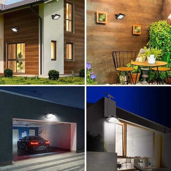 Sats med 2 Utomhus Solpaneler - Utomhus Solpanel med Rörelsedetektor - 56 LED, IP65 Vattentålig, Med 5 m kabel
