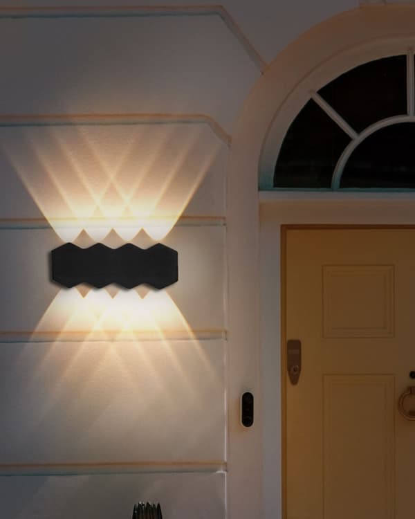Udendørs Væglampe Sort Metal Sæt af 2 LED Up and Down Lamper Belysning til Væg Design