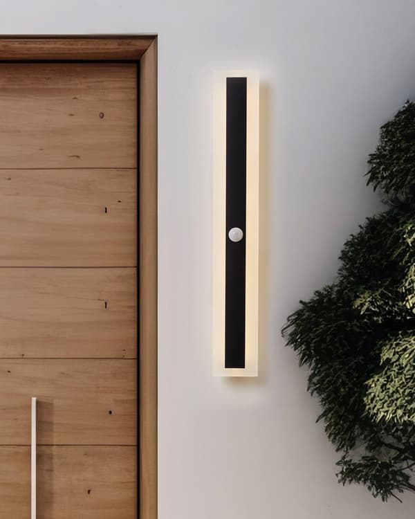 Udendørs LED Væglampe Lampe Sort 60 cm Stål Akryl med Bevægelsessensor Moderne Design