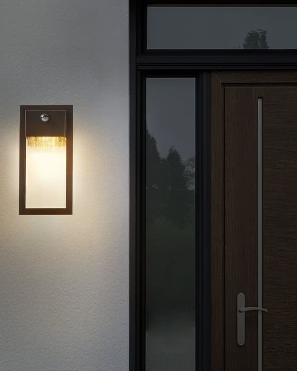 Udendørs LED-væglampe Sort lampe Metal Jern Glas Mat med bevægelsessensor Moderne Design Patio Have