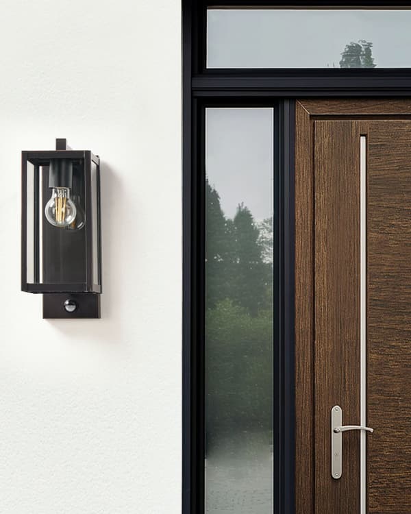 Udendørs væglampe Sort jernglas 33 cm med bevægelsessensor Eksternt retrodesign