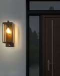 Miniatyrbillede 2 af 9: Udendørs væglampe Sort jernglas 33 cm med bevægelsessensor Eksternt retrodesign