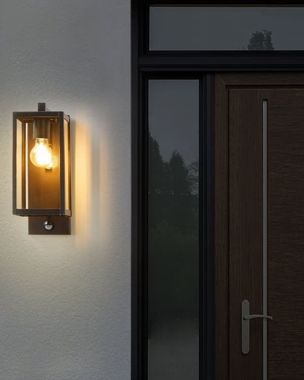 Udendørs væglampe Sort jernglas 33 cm med bevægelsessensor Eksternt retrodesign