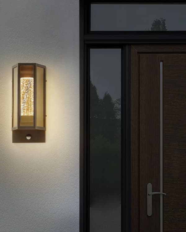 Udendørslampe med Sensor Brun Jern 15 x 35 cm Væglampe med LED til Udendørs Moderne Design