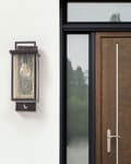 Miniatyrbillede 4 af 9: Udendørs væglampe Sort jernglas 37 cm med bevægelsessensor Eksternt retrodesign