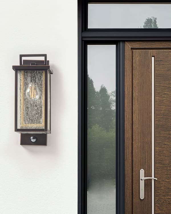 Udendørs væglampe Sort jernglas 37 cm med bevægelsessensor Eksternt retrodesign