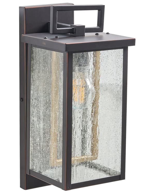 Udendørs væglampe Sort jernglas 37 cm med bevægelsessensor Eksternt retrodesign