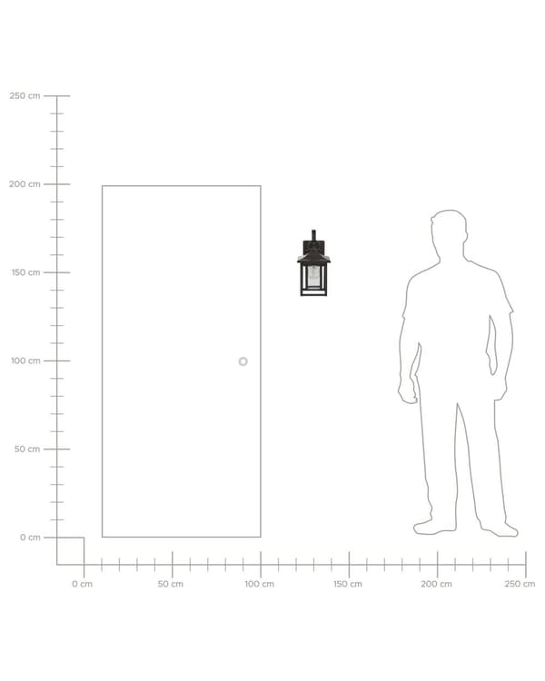 Ulkoseinävalaisin musta rauta alumiini lasi 34 cm retrotyyli