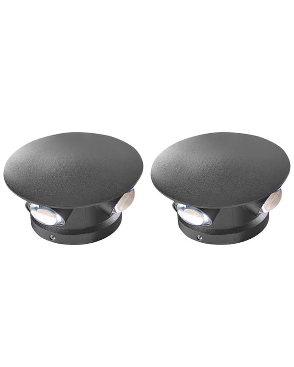 Ulkoseinävalaisin musta alumiini lasi 10 x 5 x 10 cm LED-valo 2 kpl setti pyöreä moderni tyyli