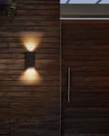 Pikkukuva 5 / 9: Ulkoseinävalaisin musta alumiini lasi 7 x 8 x 15 cm LED-valo 2 kpl setti suorakulmio moderni tyyli