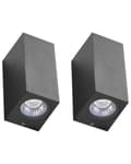 Pikkukuva 1 / 9: Ulkoseinävalaisin musta alumiini lasi 7 x 8 x 15 cm LED-valo 2 kpl setti suorakulmio moderni tyyli