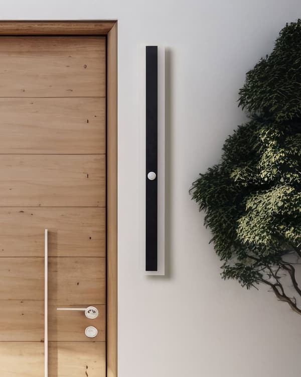 Ulkoseinävalaisin musta 80 cm teräs akryyli LED-valo liiketunnistimella moderni