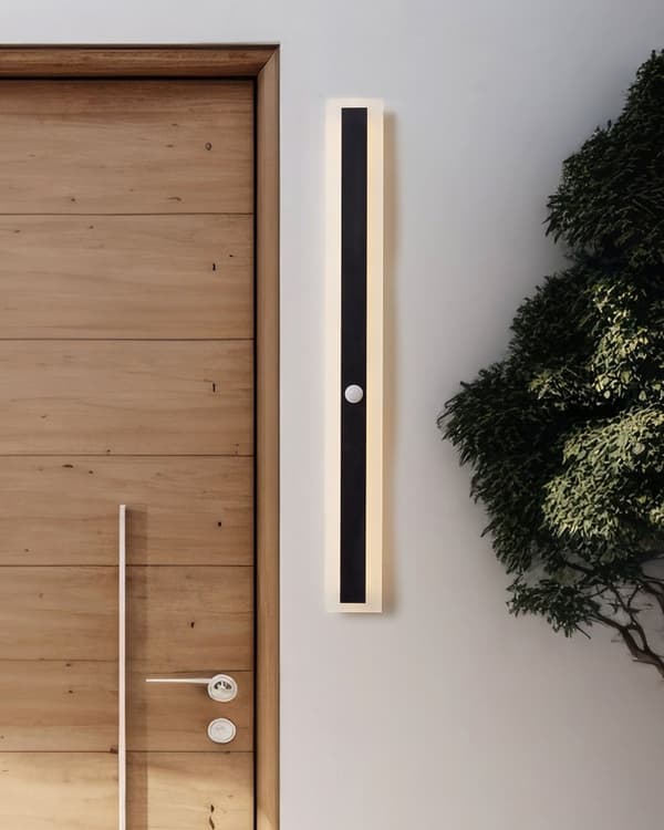 Ulkoseinävalaisin musta 80 cm teräs akryyli LED-valo liiketunnistimella moderni