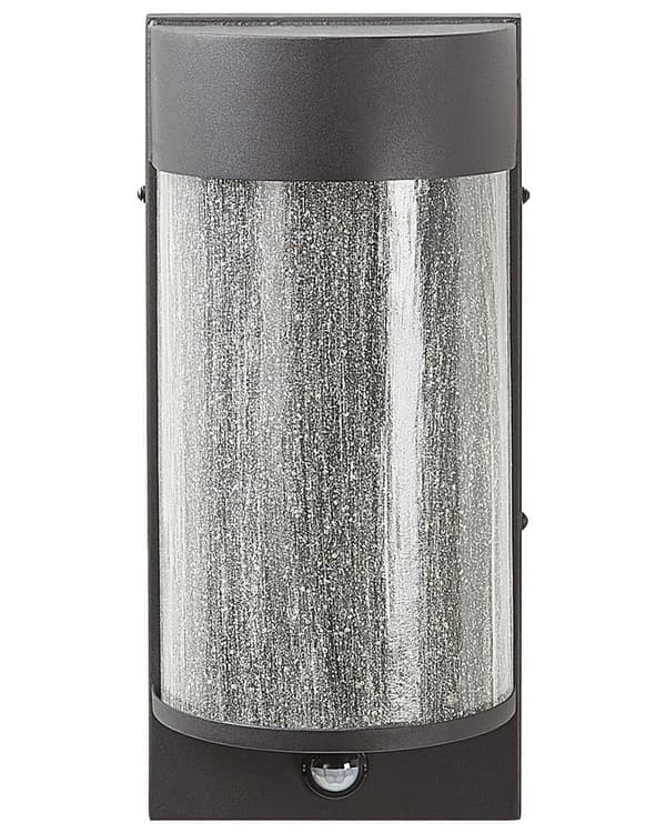 LED-ulkoseinävalaisin musta 35 cm rauta lasivarjostin liiketunnistimella suorakulmainen moderni
