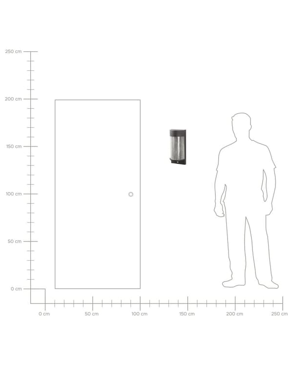 LED-ulkoseinävalaisin musta 35 cm rauta lasivarjostin liiketunnistimella suorakulmainen moderni
