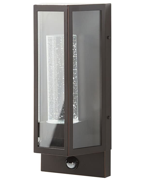 LED-seinävalaisin ulos ruskea rauta lasi 33 cm liiketunnistin retrotyyli
