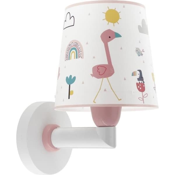 Dalber - Vägglampa för barn - Flamingo - Flamingomotiv, L 15 cm, H 24 cm, Vit
