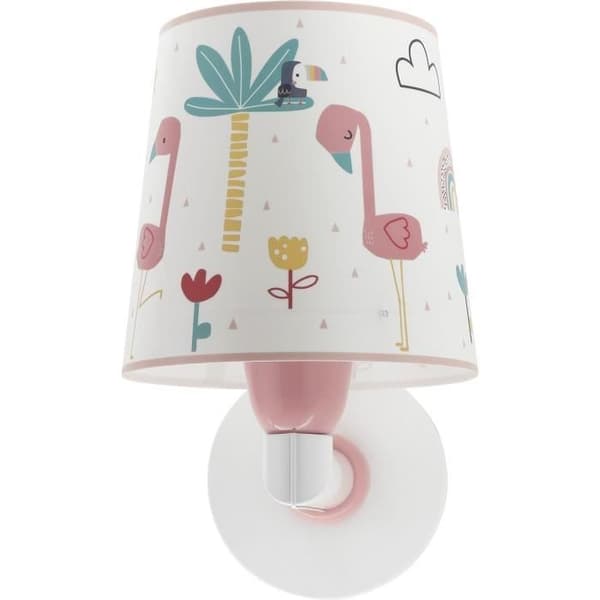 Dalber - Vägglampa för barn - Flamingo - Flamingomotiv, L 15 cm, H 24 cm, Vit
