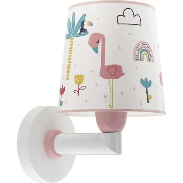 Dalber - Vägglampa för barn - Flamingo - Flamingomotiv, L 15 cm, H 24 cm, Vit