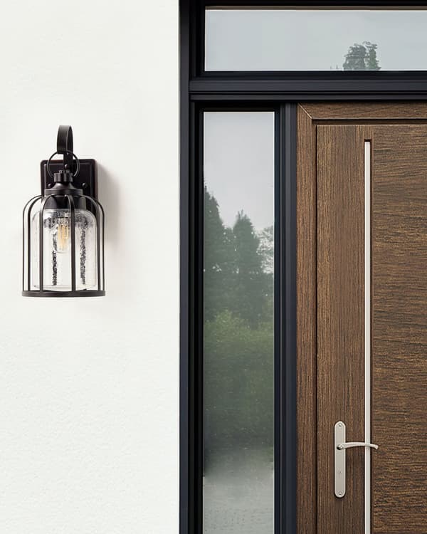 Vägglampa för Utomhusbruk Svart Järn Glas 36 cm Extern Retro Design Uteplats Veranda Trädgård