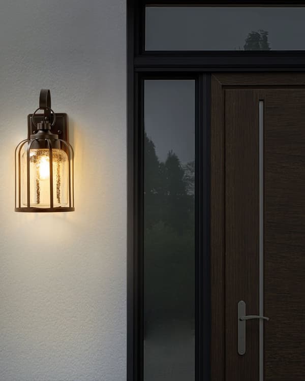 Vägglampa för Utomhusbruk Svart Järn Glas 36 cm Extern Retro Design Uteplats Veranda Trädgård
