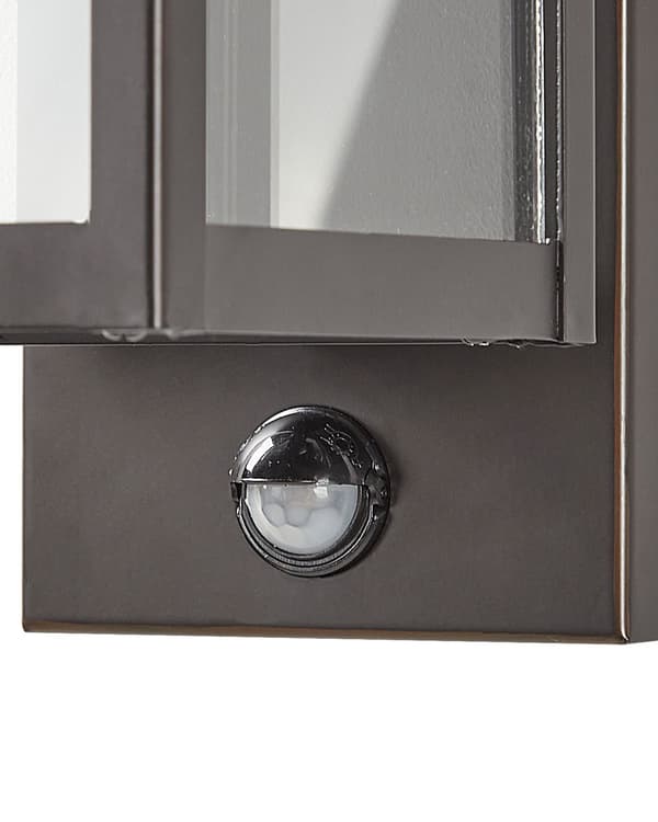 Vägglampa för Utomhusbruk Svart Järn Glas 33 cm med Rörelsesensor Extern Retro Design Trädgård Veranda Uteplats