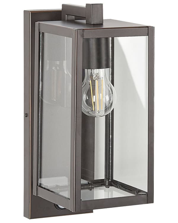 Vägglampa för Utomhusbruk Svart Järn Glas 33 cm med Rörelsesensor Extern Retro Design Trädgård Veranda Uteplats