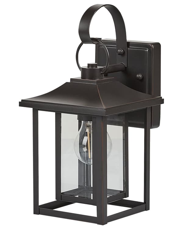 Vägglampa för Utomhusbruk Svart Järn Glas 34 cm Extern Retro Design Trädgård Uteplats Veranda