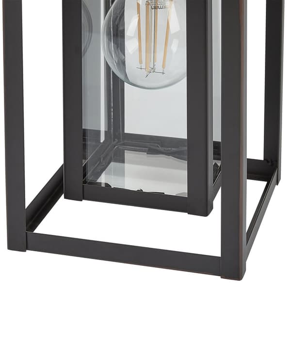 Vägglampa för Utomhusbruk Svart Järn Glas 34 cm Extern Retro Design Trädgård Uteplats Veranda