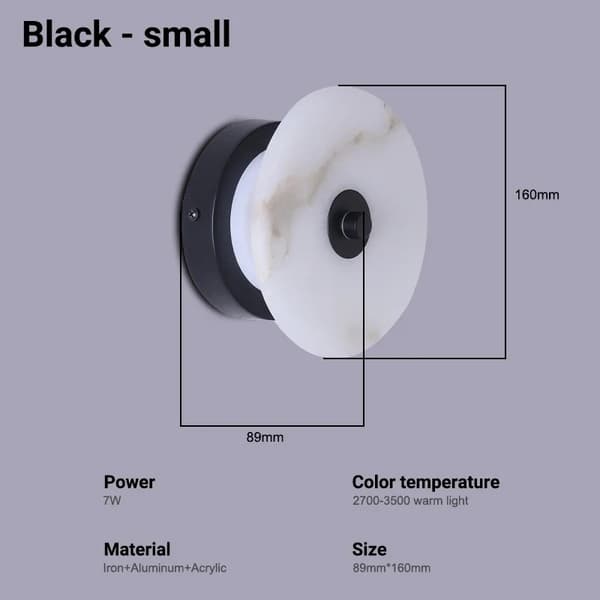 Moderne LED Væglampe, 7W Effekt, Varm Hvidt Lys,16 cm sort, Varm Hvid (2700-3500K)