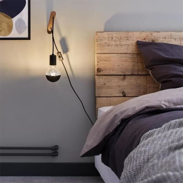 Vägglampa - PAULMANN - KIAN - Trä och metall - H 18cm - E27 - Modern design