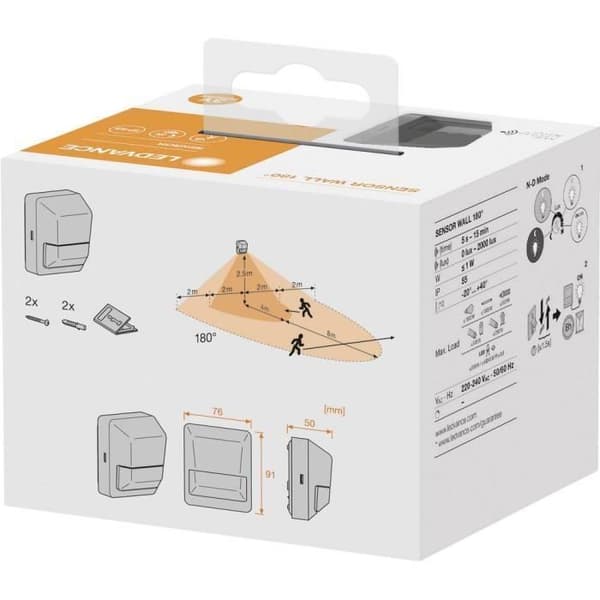 Utomhus LED-gatulampa - LEDVANCE - SENSOR VÄGG - Rörelsedetektor - IP55 - Mörkgrå aluminium
