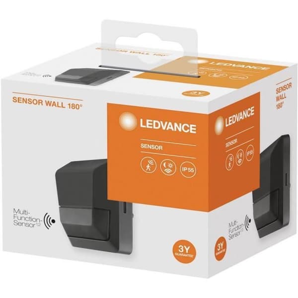 Utomhus LED-gatulampa - LEDVANCE - SENSOR VÄGG - Rörelsedetektor - IP55 - Mörkgrå aluminium