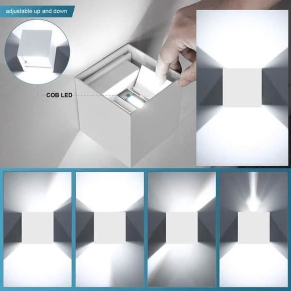 4st 12W LED Vägglampa 3000K Vattentät IP65 Justerbar Utomhusvägglampa - Vit