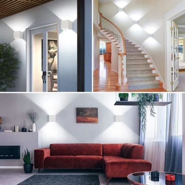 4st 12W LED Vägglampa 3000K Vattentät IP65 Justerbar Utomhusvägglampa - Vit