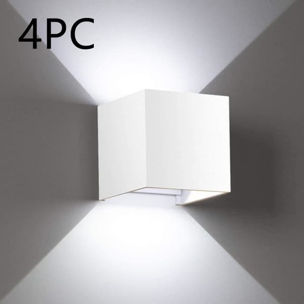 4st 12W LED Vägglampa 3000K Vattentät IP65 Justerbar Utomhusvägglampa - Vit