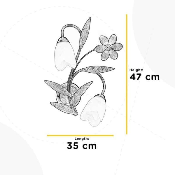 Vägglampa - Onli - SONIA - Blomdesign - Glasskärm - 2x E14