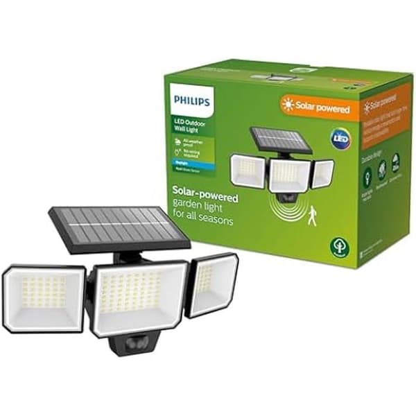 Philips Fyce, utomhussolvägglampa, 1,5 W, 2700 K, svart, IP44 väderbeständig Svart